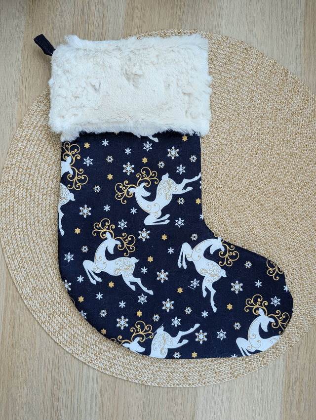 Chaussette de Noël cerfs blancs personnalisable 
