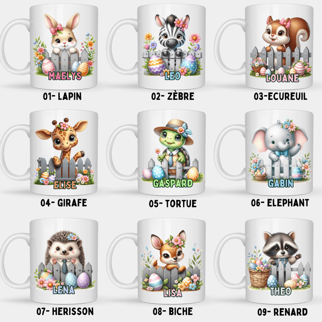 Mug de Pâques collection animaux