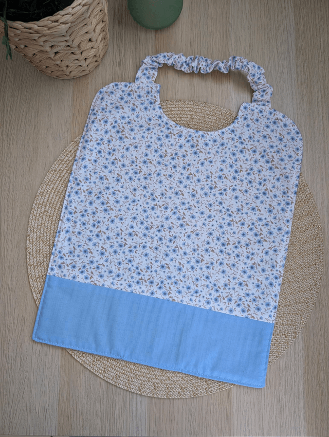 Serviette de cantine enfant fleurie bleue 