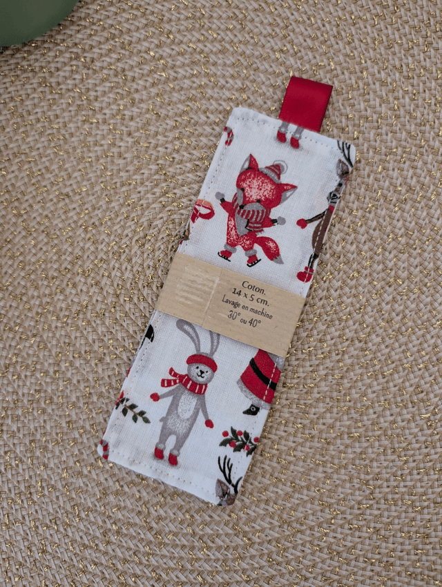 Marque page en tissu modèle Noël enchanté