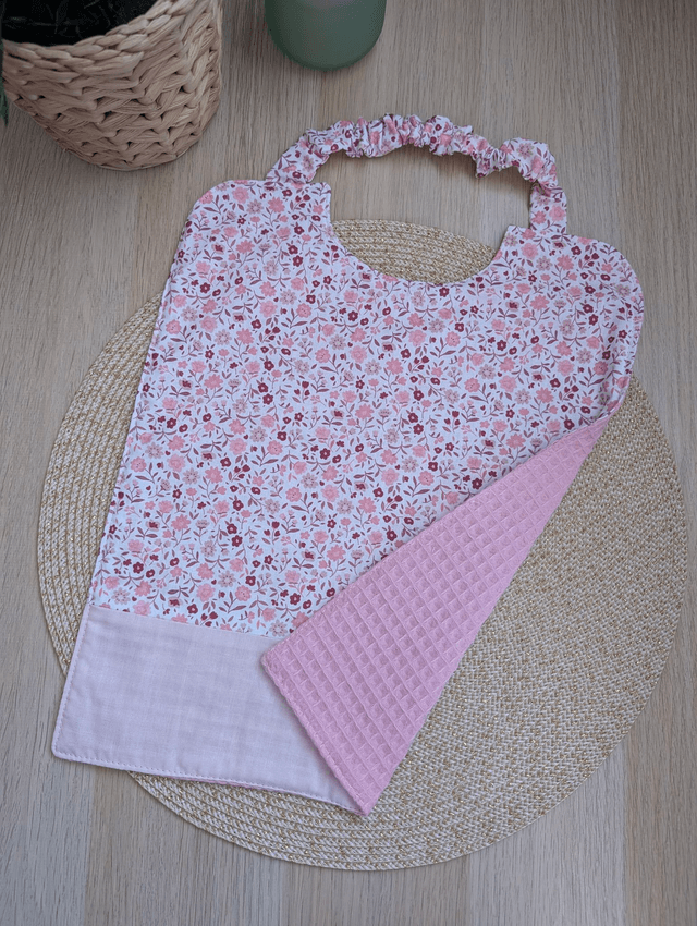 Serviette de cantine enfant fleurie rose 