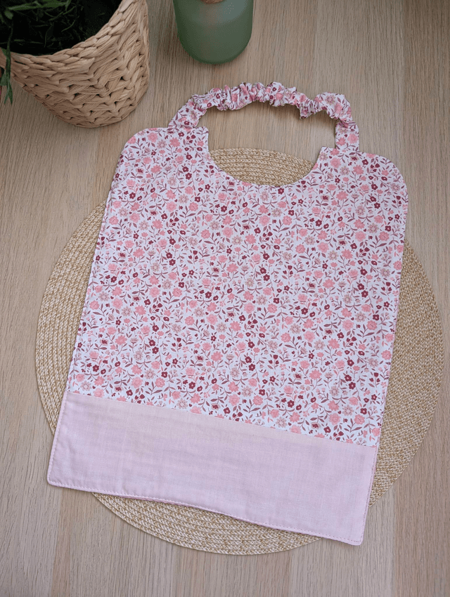 Serviette de cantine enfant fleurie rose 