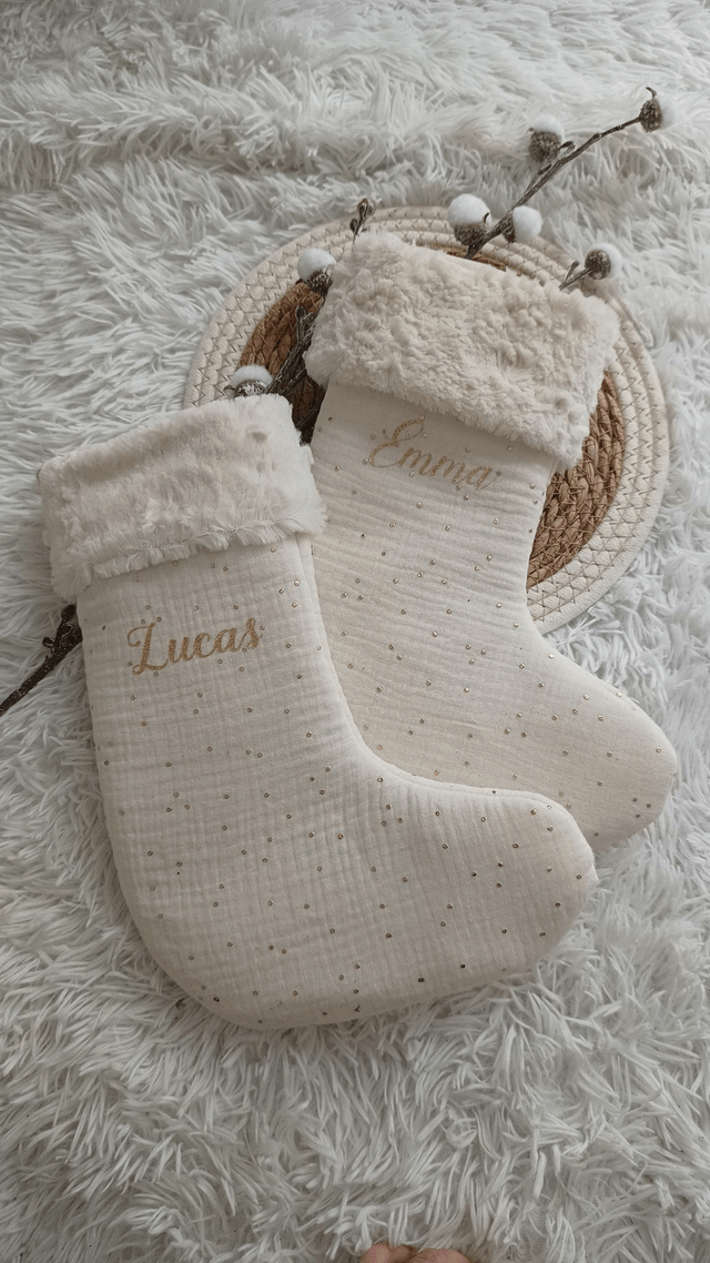 Chaussette de Noël écru personnalisable 