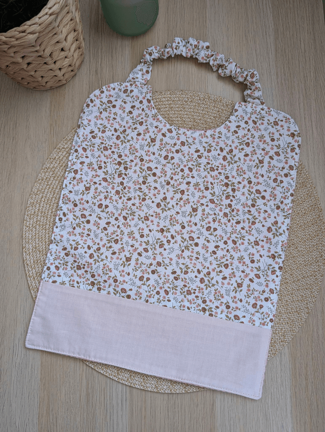 Serviette de cantine enfant fleurie roses marrons