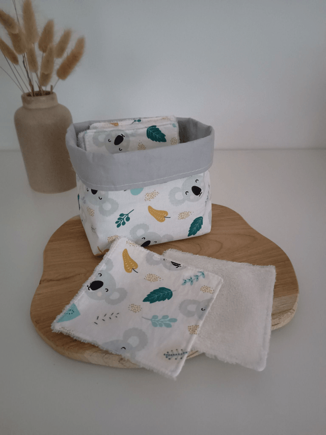 Panier de 10 cotons lavables koala gris