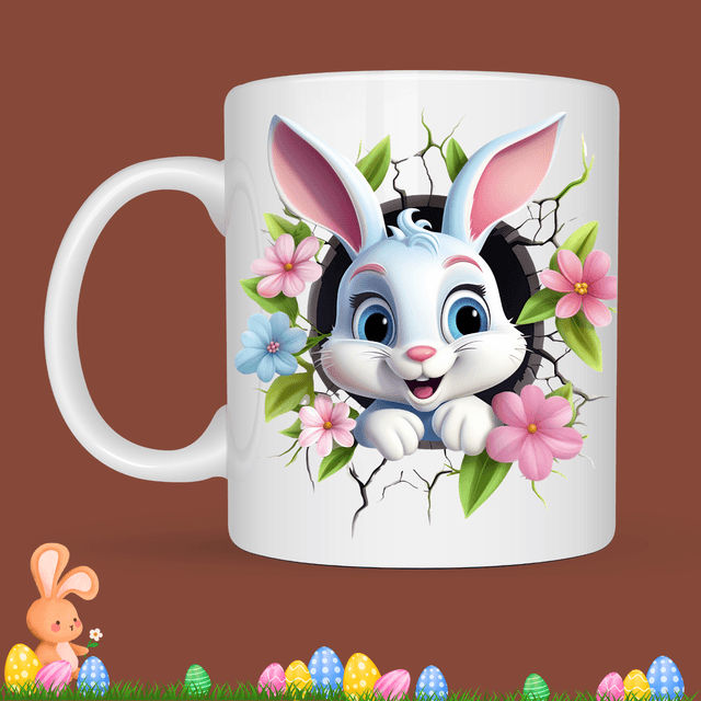 Mug de Pâques "Lapin blanc", prénom au choix