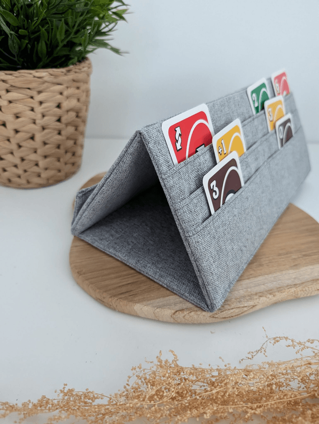 Porte-cartes de jeu modèle gris uni