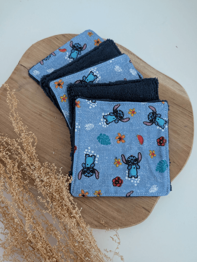 Lot de 5 coton lavables "Stitch" 