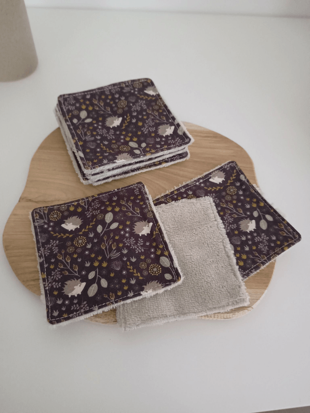Panier de 10 cotons lavables hérisson