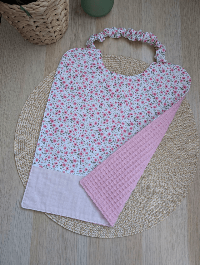 Serviette de cantine enfant fleurie rose