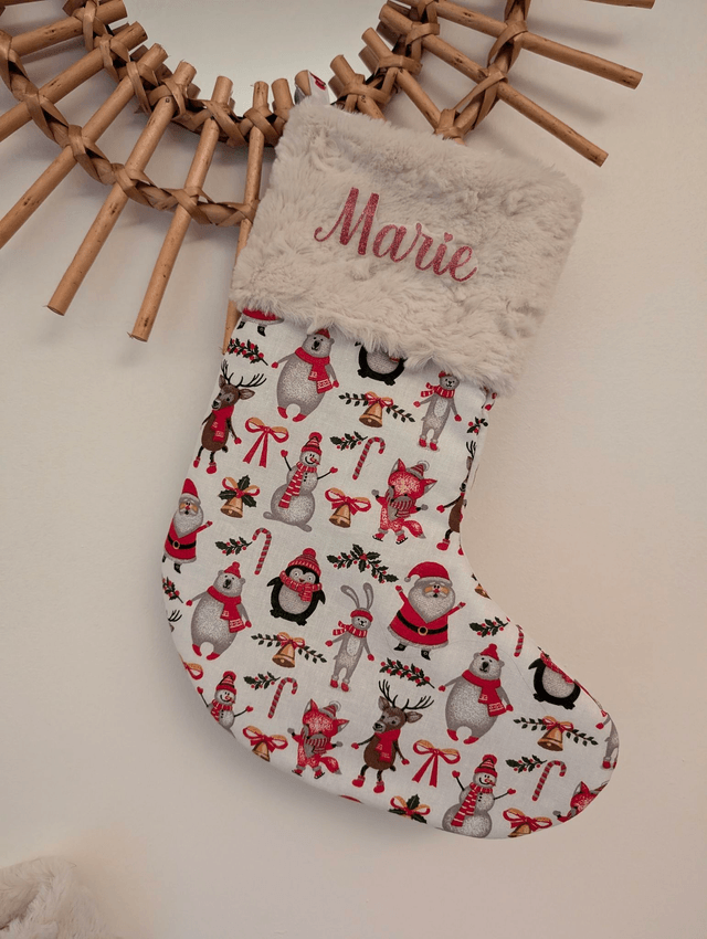 Chaussette de Noël "noël enchanté" personnalisable