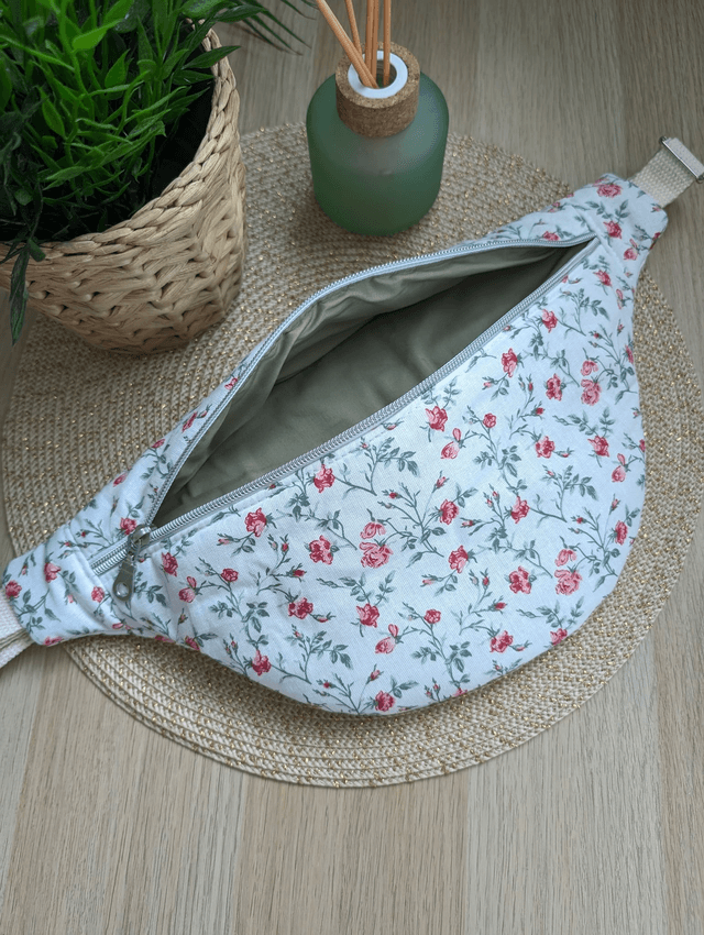 Sac banane femme en tissu fleuri 