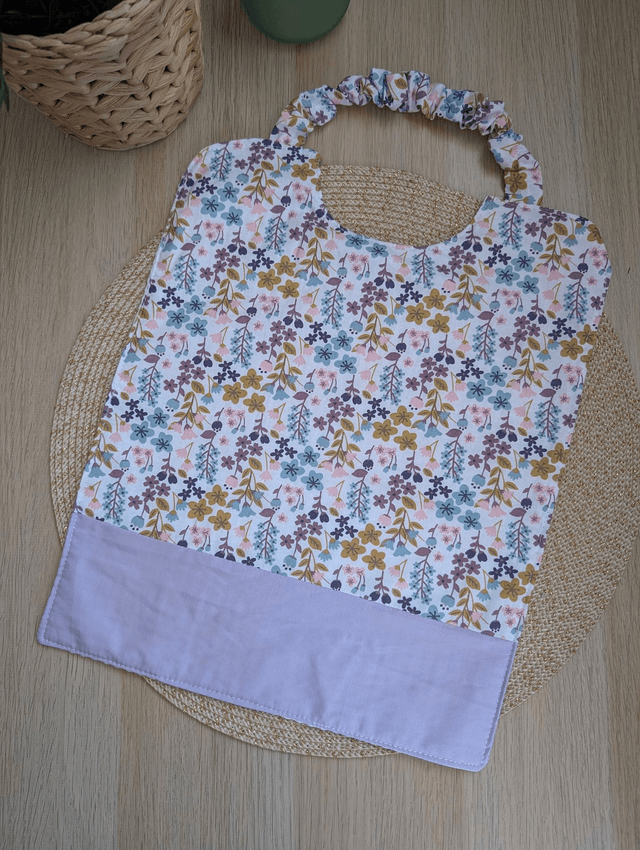 Serviette de cantine enfant fleurie lilas
