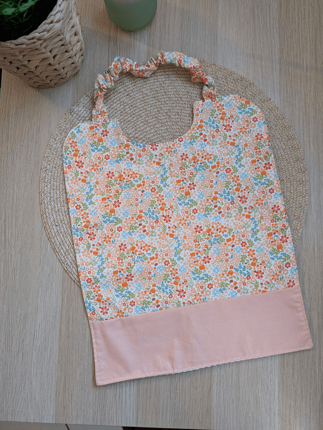 Serviette de cantine enfant orange fleurie