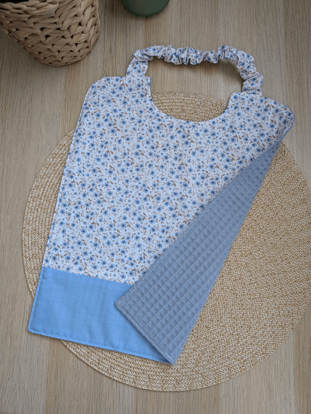 Serviette de cantine enfant fleurie bleue 