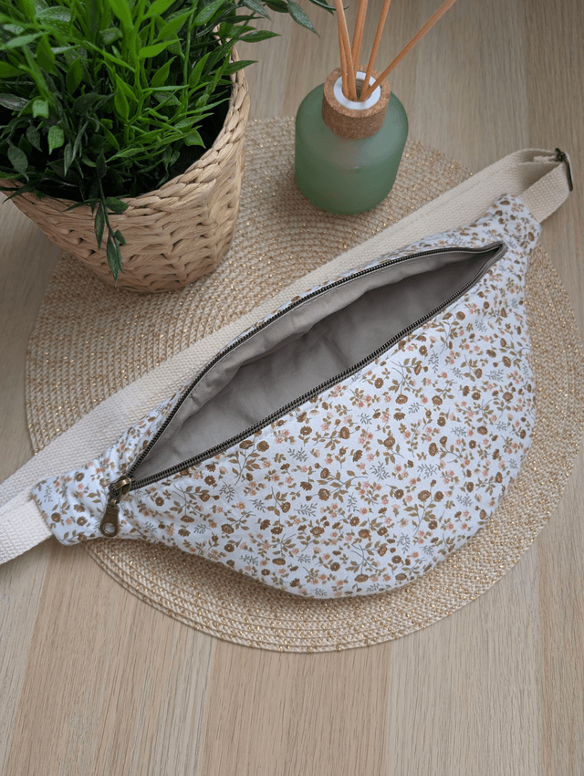 Sac banane femme en tissu fleuri 