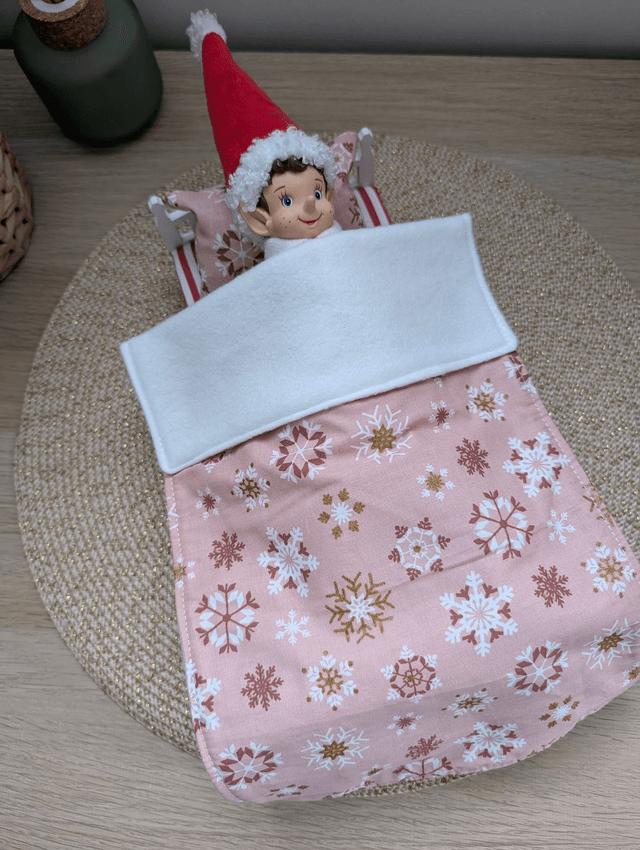 Parure de lit pour lutin farceur "rose flocons dorés"