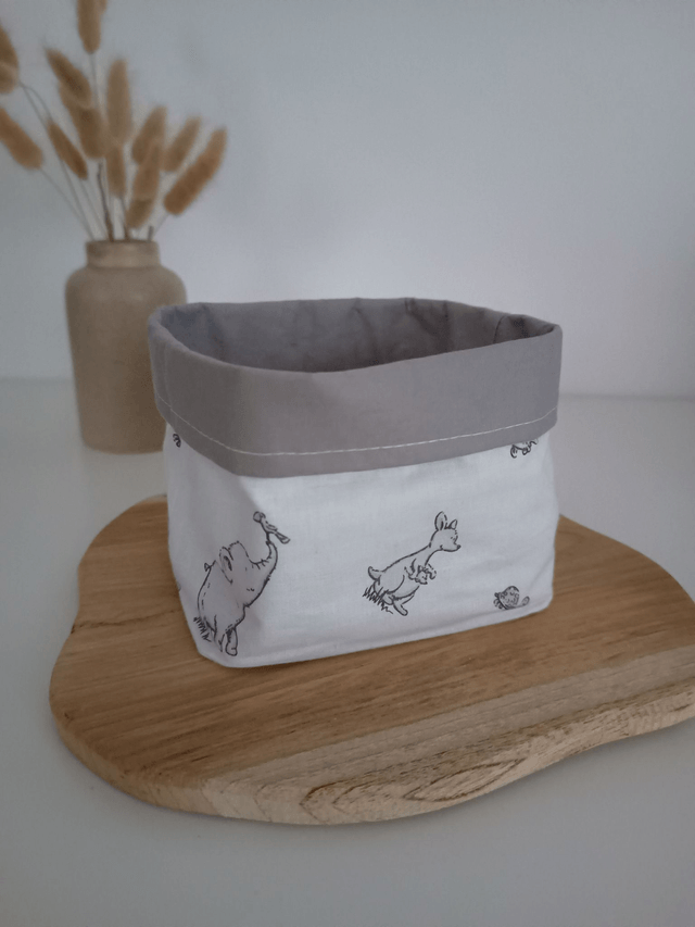 Panier de 10 cotons lavables animaux gris