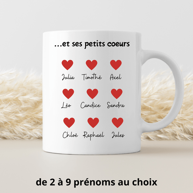 Mug Mamie coeur rouge PERSONNALISABLE