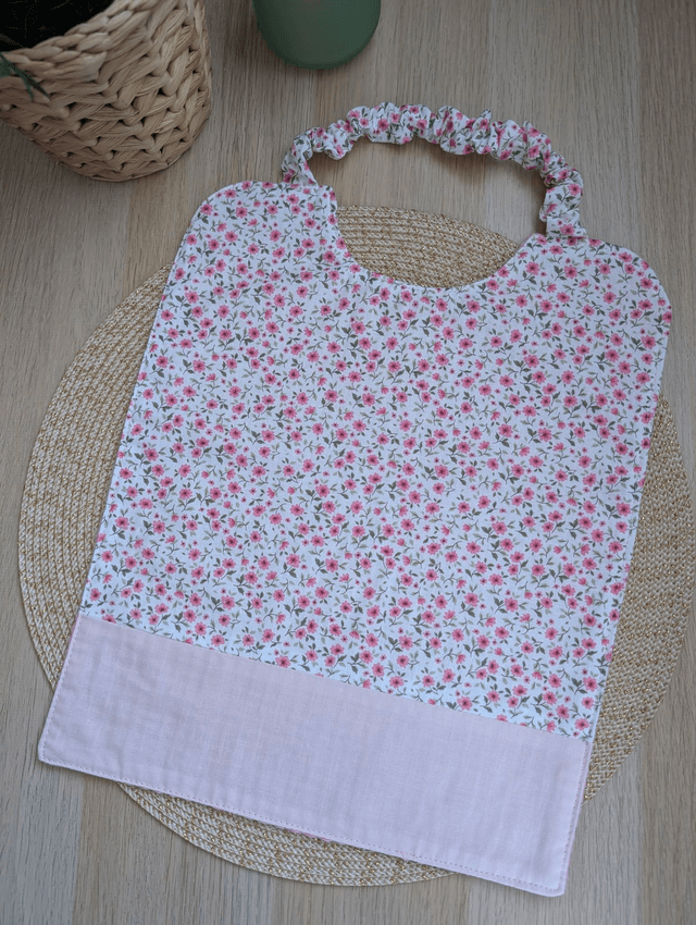 Serviette de cantine enfant fleurie rose