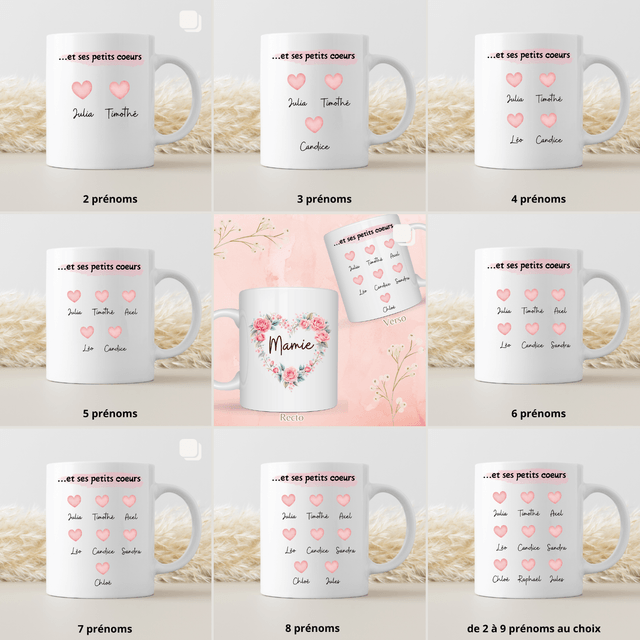Mug mamie coeur PERSONNALISABLE