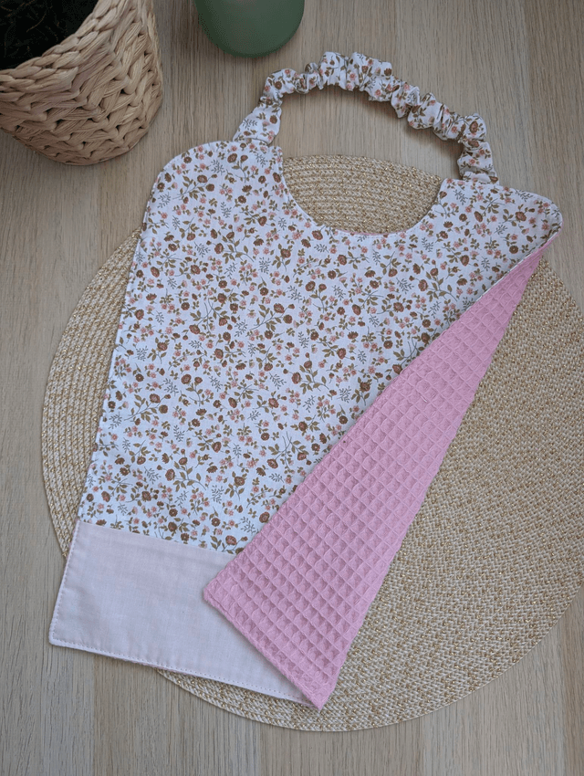 Serviette de cantine enfant fleurie roses marrons