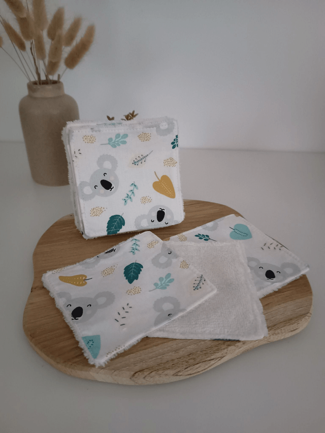 Panier de 10 cotons lavables koala gris