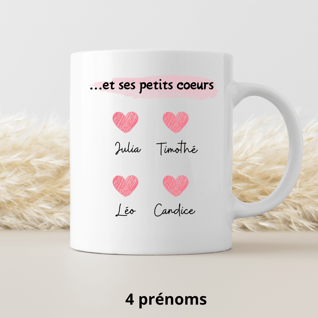Mug Mamie coeur rose PERSONNALISABLE