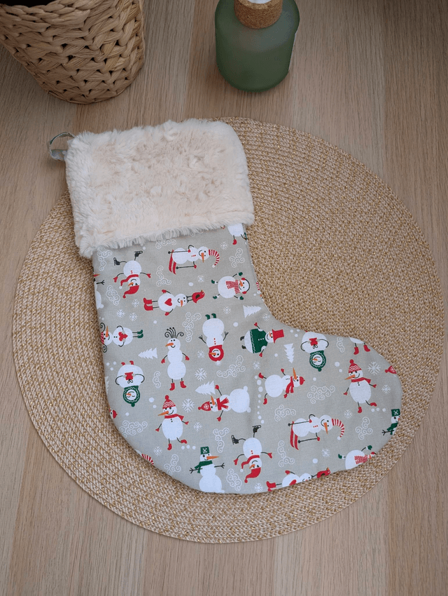 Chaussette de Noël bonhommes de neige personnalisable 