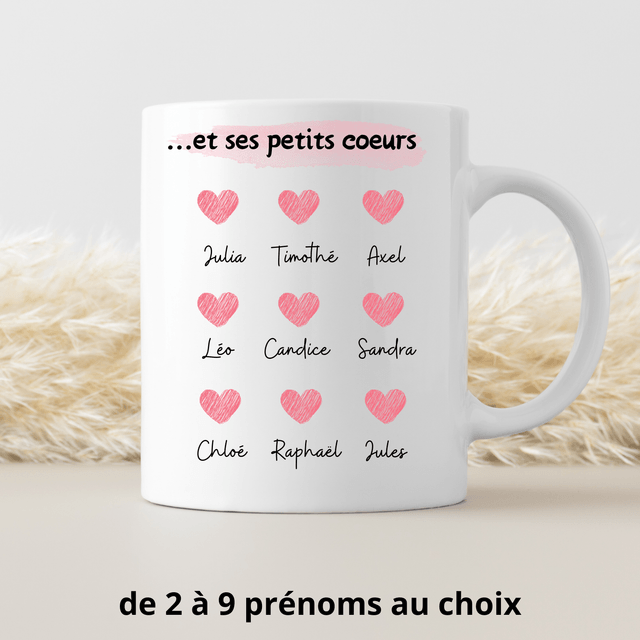 Mug Mamie coeur rose PERSONNALISABLE