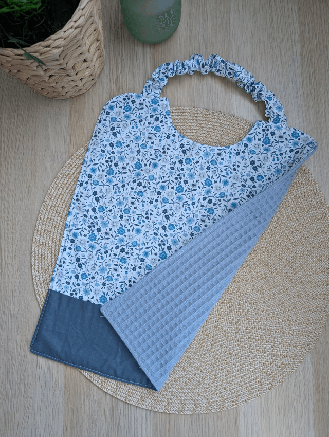 Serviette de cantine enfant fleurie bleue