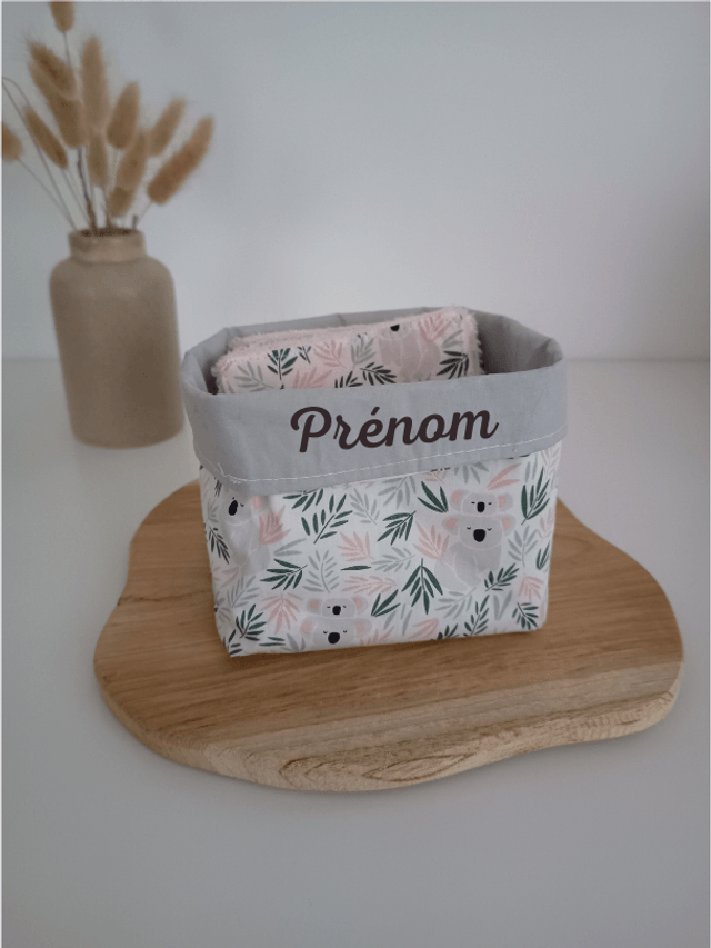 Panier de 10 cotons lavables koala rose et vert