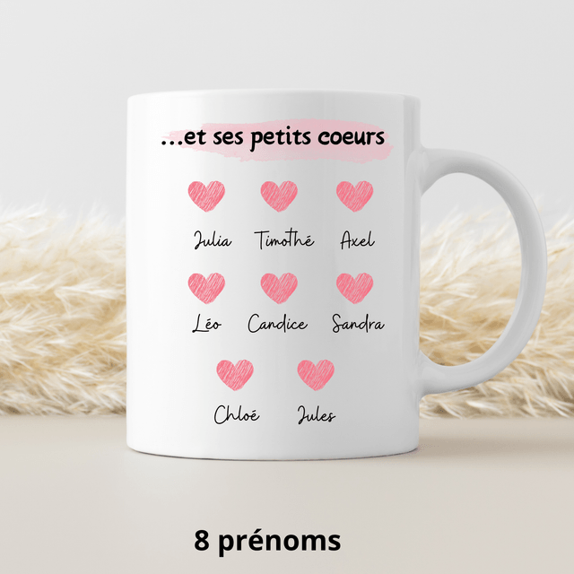 Mug Mamie coeur rose PERSONNALISABLE