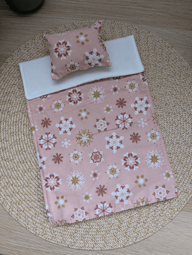 Parure de lit pour lutin farceur "rose flocons dorés"