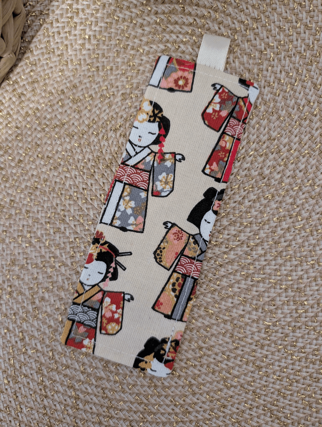 Marque page en tissu modèle japonaises beige