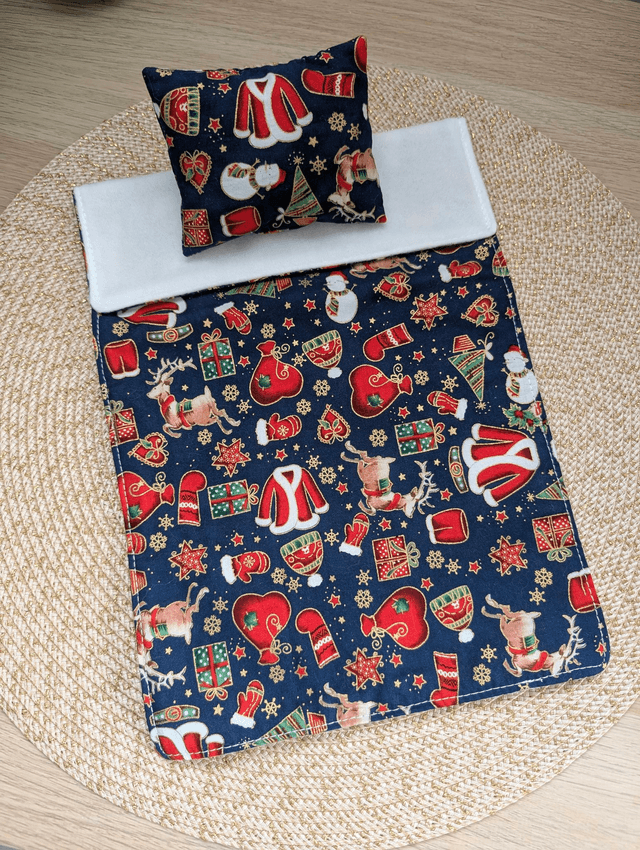 Parure de lit pour lutin farceur "bleu marine habits de Noël"