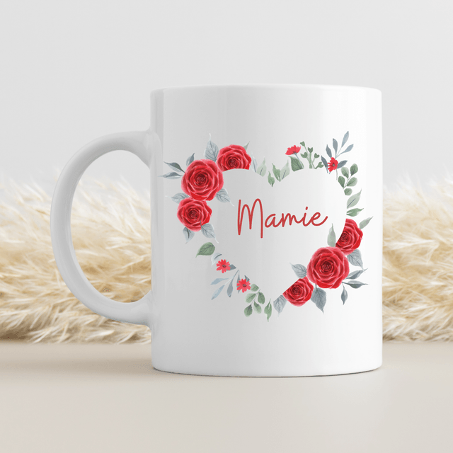 Mug Mamie rose rouge PERSONNALISABLE