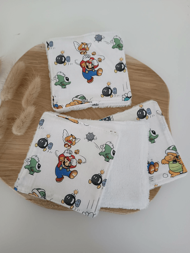 Lot de 5 coton lavables "Mario"