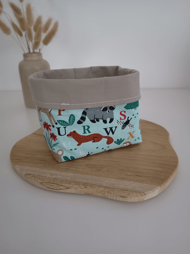 Panier de 10 cotons lavables animaux et alphabet