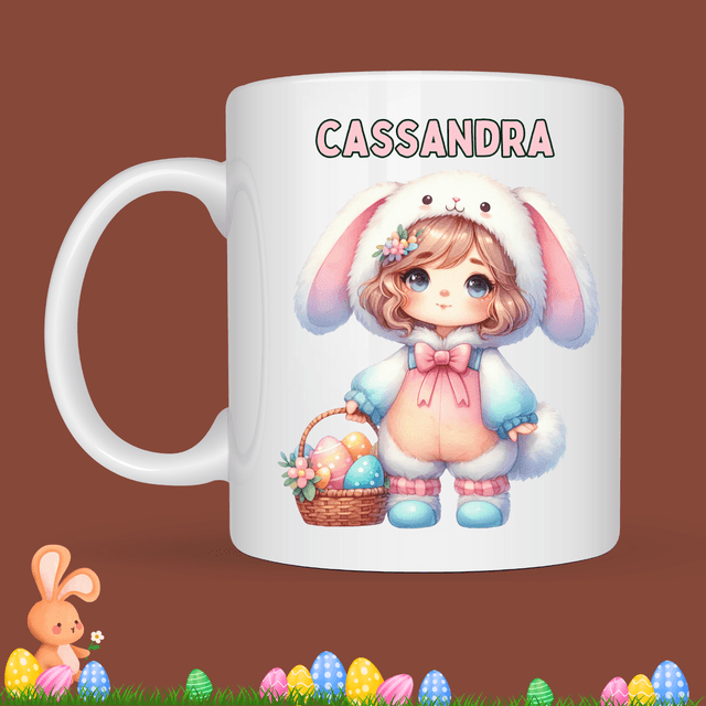 Mug de Pâques &quot;petite fille&quot;, prénom au choix  