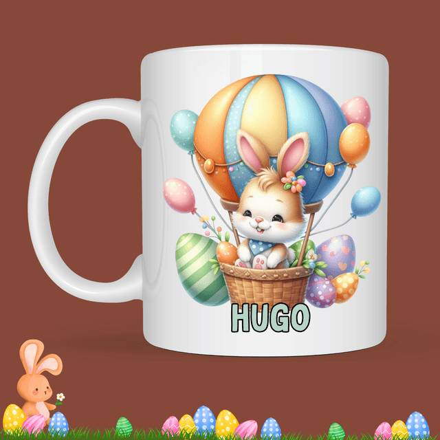 Mug de Pâques &quot;Montgolfière&quot;, prénom au choix 