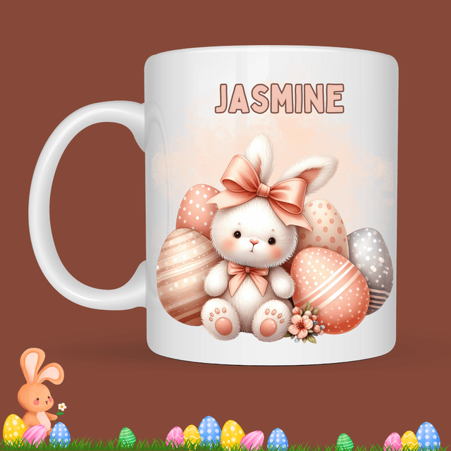 Mug de Pâques &quot;Lapin mignon&quot;, prénom au choix  