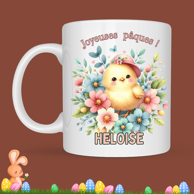 Mug de Pâques &quot;Joyeuses Pâques&quot;, prénom au choix 