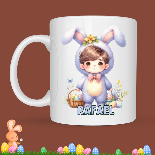 Mug de Pâques &quot;petit garçon&quot;, prénom au choix  