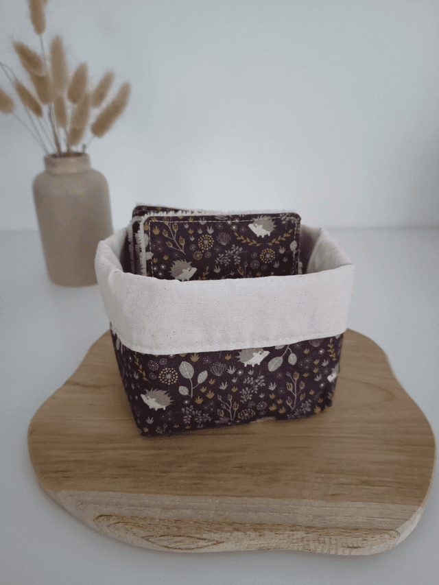 Panier de 10 cotons lavables hérisson