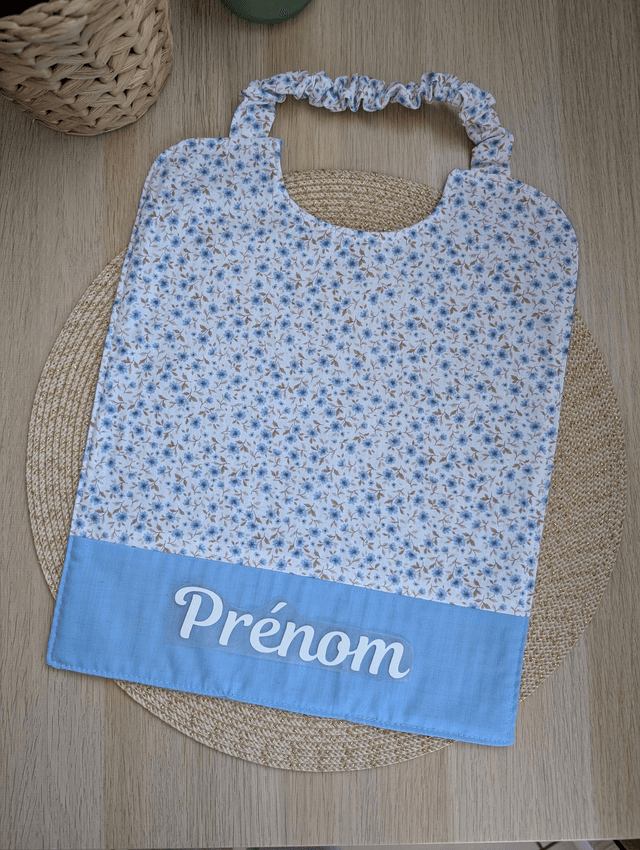 Serviette de cantine enfant fleurie bleue 
