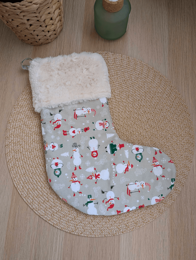 Chaussette de Noël bonhommes de neige personnalisable 