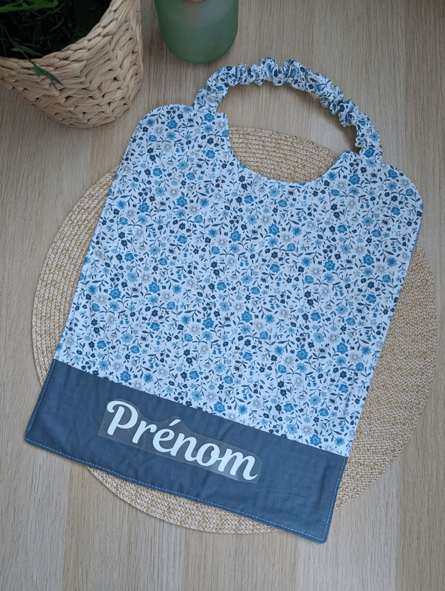 Serviette de cantine enfant fleurie bleue