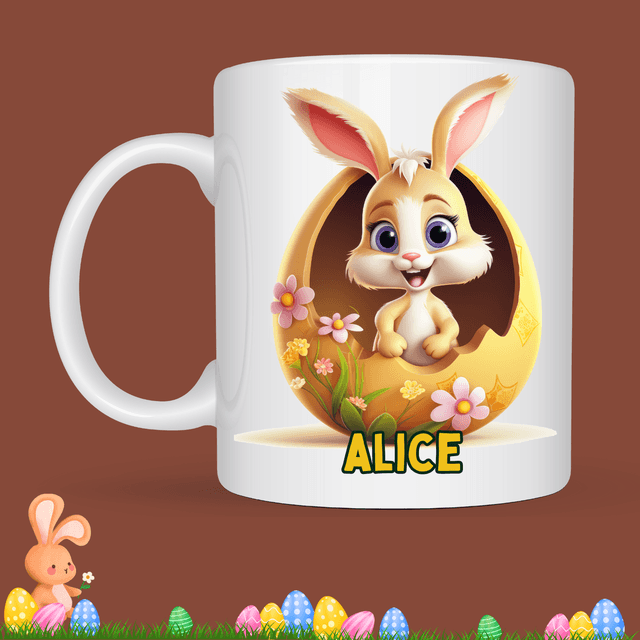 Mug de Pâques &quot;Coquille d&#039;oeuf&quot; modèle 4, prénom au choix 